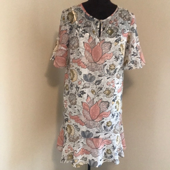 EUC Loft Shift Dress with Bottom & Ruffle Sleeves - Picture 2 of 8